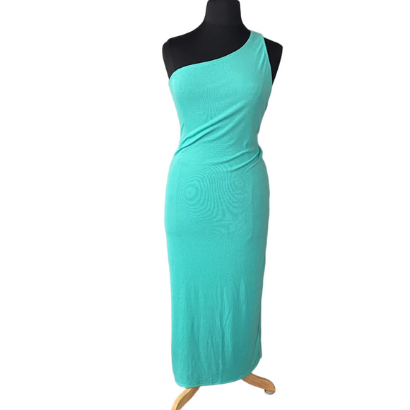 Free People Dresses & Skirts - Free People Beach One Shoulder Aqua Maxi Dress Open Back Bodycon Resort size M